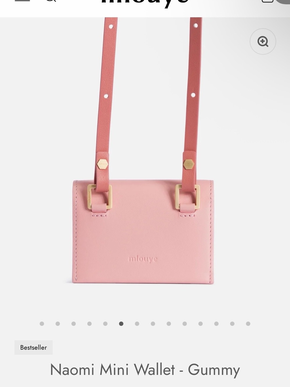 Mlouye Naomi Mini Wallet Crossbody Gummy Pink Blue Leather Bag EUC - Picture 11 of 12
